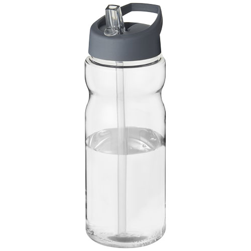 Bouteille de sport à couvercle 650ml personnalisée H2O Active® Base Translucide et Gris storm